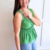 Ruffled Sweetheart Sleeveless Peplum Top