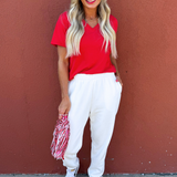 Pima Cotton Blend V-Neck Tee