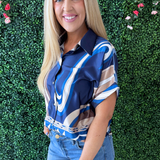 Short Sleeve Swirl Print Top