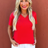 Pima Cotton Blend V-Neck Tee