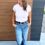 Double Layered Crewneck Short Sleeve Top