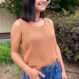 Open Knit Cotton Sleeveless Top