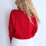 Nebraska Wicks Woven Striped Detail Sweater
