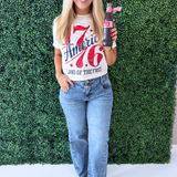 1776 America Land of the Free Boxy Crop Shirt