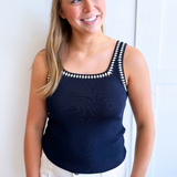 Square Neck Crochet Detail Tank