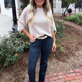 Moss Stitch Relaxed Sweater w/ Button Detail