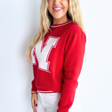 Nebraska Wicks Woven Striped Detail Sweater