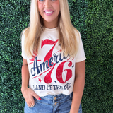 1776 America Land of the Free Boxy Crop Shirt