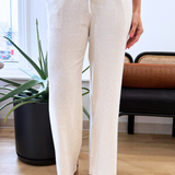 Drawstring Linen Blend Pants w/ Pockets