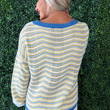 Round Neck Long Sleeve Pointelle Sweater