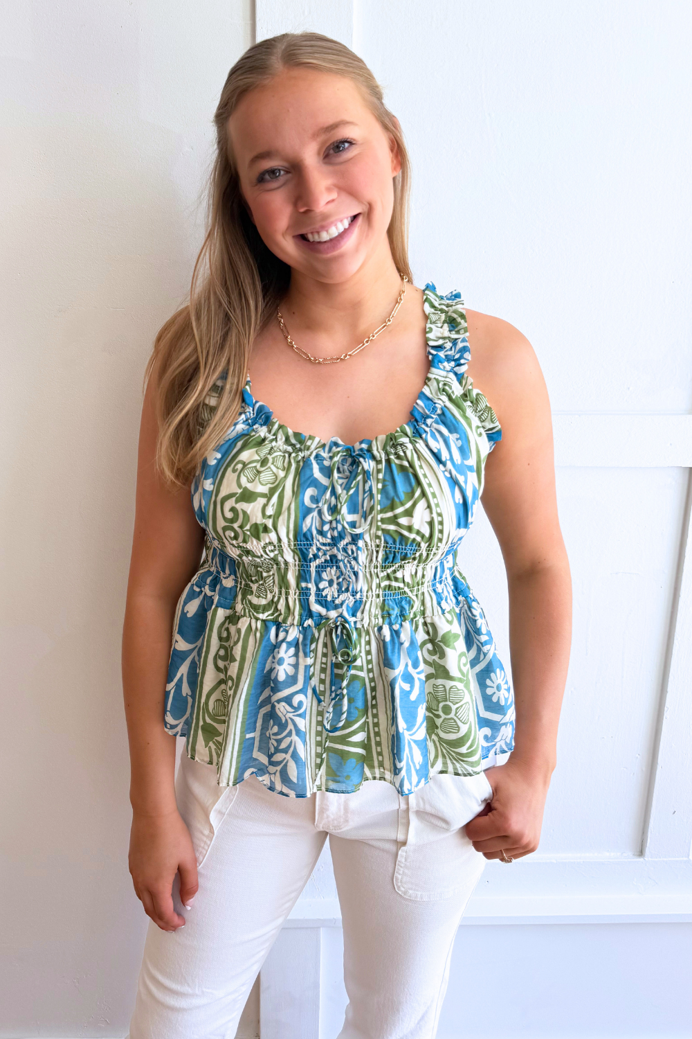 Ruffled Sweetheart Sleeveless Peplum Top