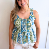 Ruffled Sweetheart Sleeveless Peplum Top