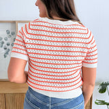 Crochet Striped Short Sleeve Top