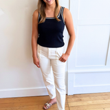 Square Neck Crochet Detail Tank