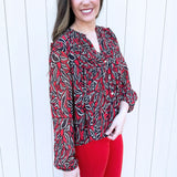 Long Sleeve Woven Blouse w/ Pintucks 23" HPS