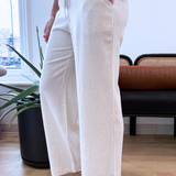 Drawstring Linen Blend Pants w/ Pockets