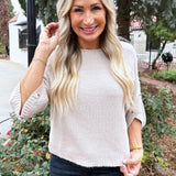 Moss Stitch Relaxed Sweater w/ Button Detail