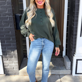 Soft Button Front Blouson Sleeve Top