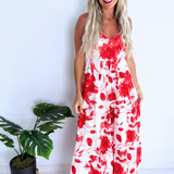 Floral Sleeveless V-Neck Midi Dress