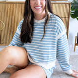 Round Neck Cloudy Knit Stripe Ringer Top