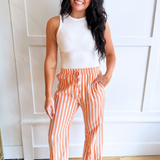 Striped Wide Leg Drawstring Pants