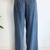 Washed Light Weight Denim Wide Leg Pants