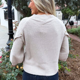 Moss Stitch Relaxed Sweater w/ Button Detail