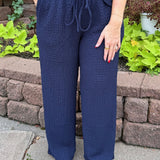 Elastic Tie Waist Wide Leg Pants