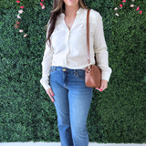 Adrie Long Sleeve Top with Trim and Shirring