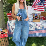 Western Wide-Leg Denim Overalls