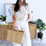 Puff Sleeve Button Front Woven Top w/ Twist