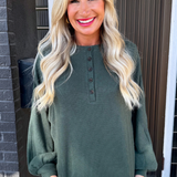 Soft Button Front Blouson Sleeve Top