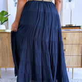 Multi Tier Slub Shimmer Skirt