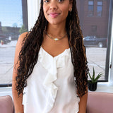 Carmen Sleeveless Top w/ Ruffleneck