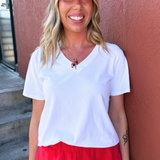 Pima Cotton Blend V-Neck Tee