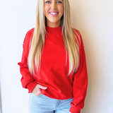 Oversize Drop Shoulder Reversible Mock Neck Sweatshirt - The 308 Boutique