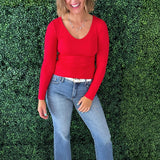 V Neck Double Layered Long Sleeve