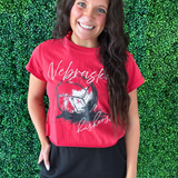 Nebraska First Quarter Volleyball Cropped Cuffed Tee