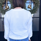 Bow Embroidery Crew Neck Long Sleeve Pullover Sweater