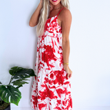 Floral Sleeveless V-Neck Midi Dress