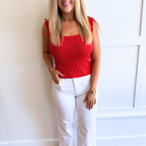 Ruffled Knit Sleeveless Tank