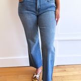 Avery High Rise Fab Ab Easy Straight Leg Raw Hem