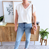 Relaxed fit Short Sleeve V-Neck Top