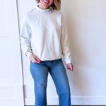 Oversize Drop Shoulder Reversible Mock Neck Sweatshirt - The 308 Boutique