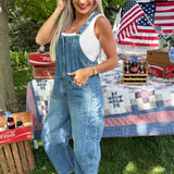 Western Wide-Leg Denim Overalls
