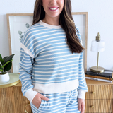 Round Neck Cloudy Knit Stripe Ringer Top
