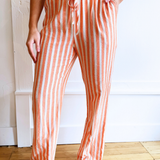 Striped Wide Leg Drawstring Pants