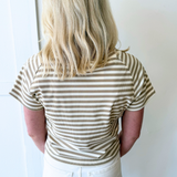 Seaming Detail Striped Short Sleeve Top