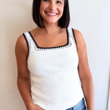 Square Neck Crochet Detail Tank