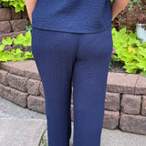 Elastic Tie Waist Wide Leg Pants